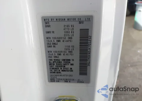 2018 Nissan Nv200 Sv z USA, uszkodzony, nr VIN 3N6CM0KN0JK701252